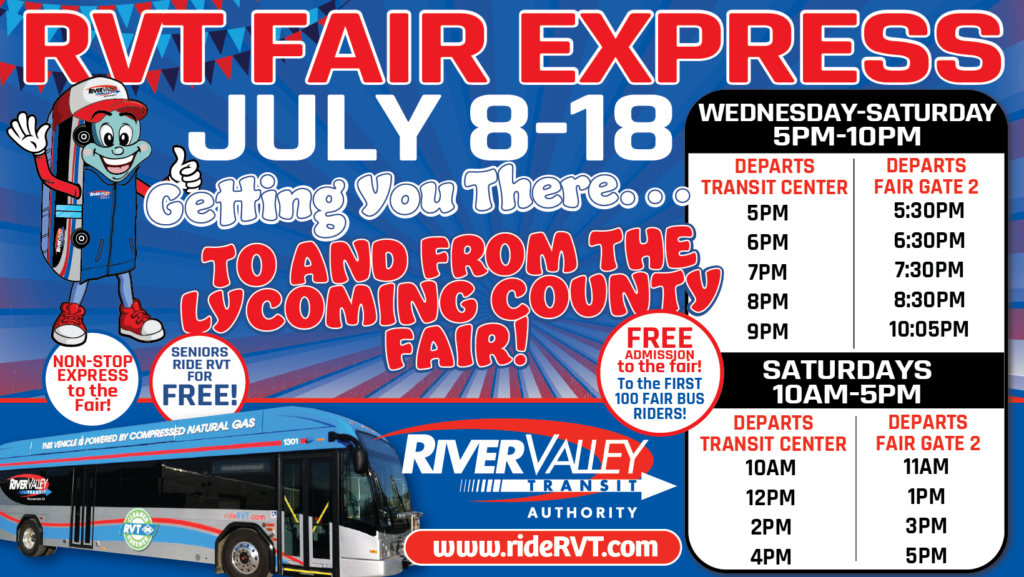 2026 RVT Bus Schedule Lycoming County Fair